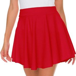 Afibi Casual Mini Stretch Waist Flared Plain Pleated Skater Skirt L